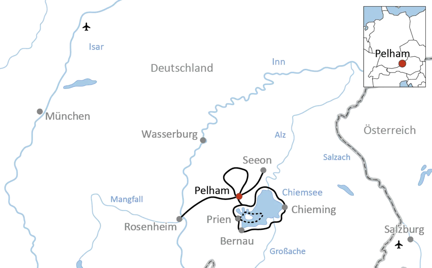 Map Cycling holiday on Lake Chiemsee